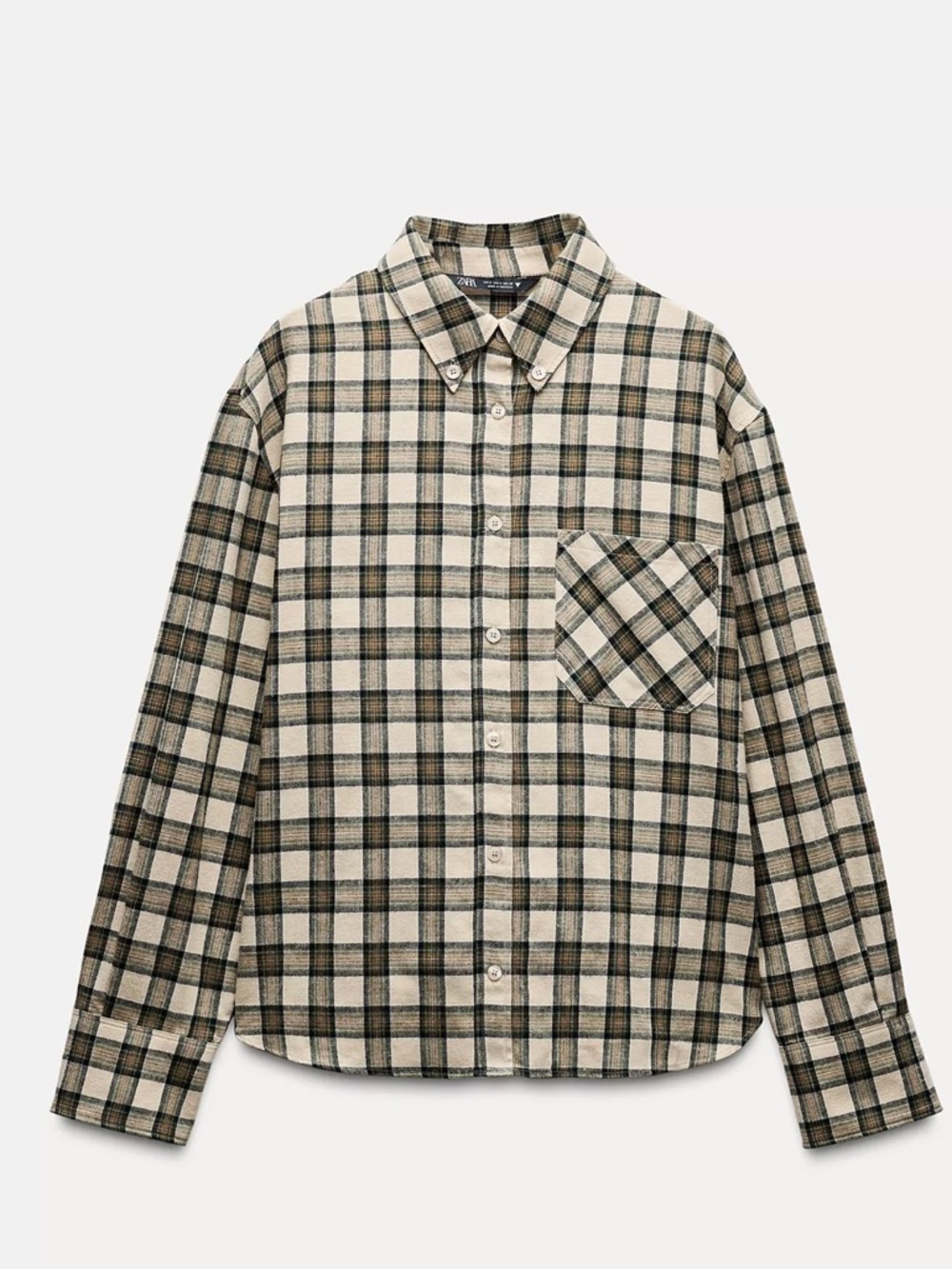 Beige & Black Plaid Button-Down Shirt